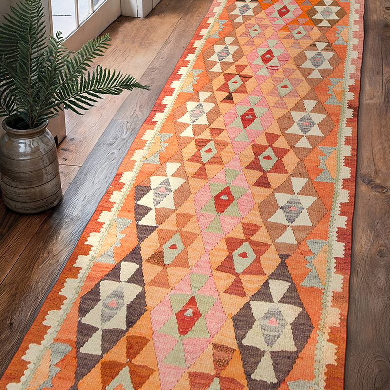 Alfombra Kilim Tribal Vintage - 92 cm x 323 cm - K0077544