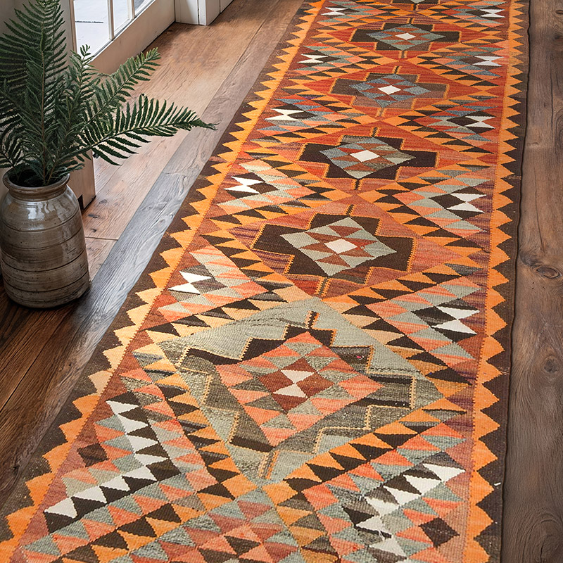 Alfombra Kilim Tribal Vintage - 88 cm x 315 cm - K0077549