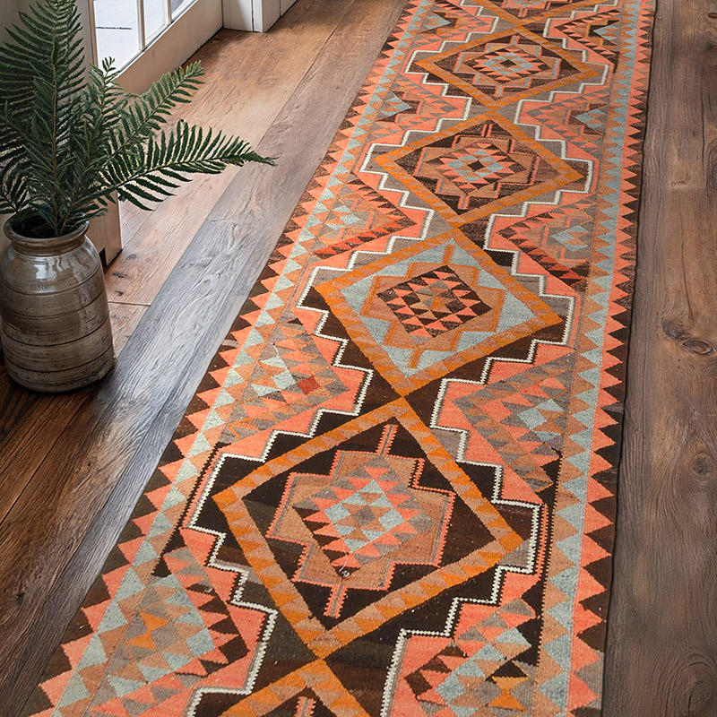 Vintage Tribal Kilim Runner - 3' 3" x 12' 6" (39" x 150") - K0077550