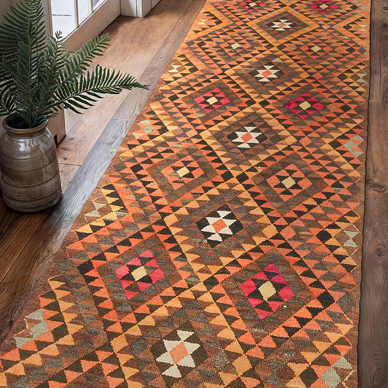 Alfombra Kilim Tribal Vintage - 91 cm x 300 cm - K0077553