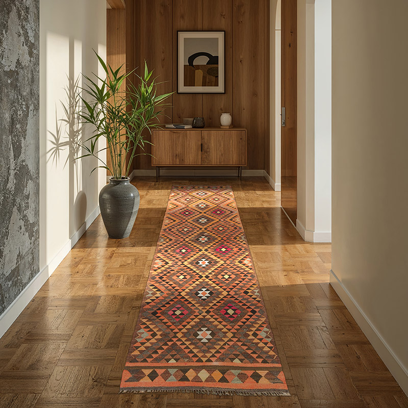 Alfombra Kilim Tribal Vintage - 91 cm x 300 cm - K0077553