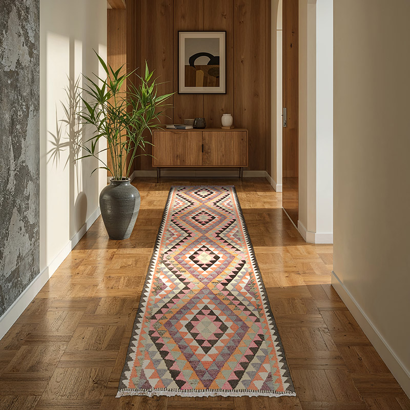 Alfombra Kilim Tribal Vintage - 88 cm x 267 cm - K0077555