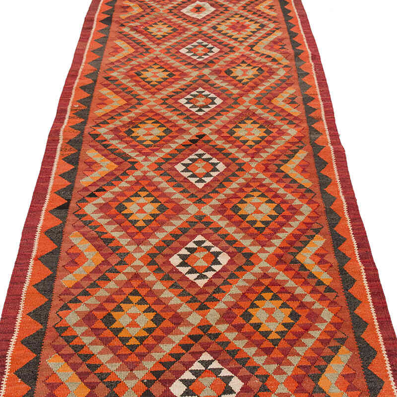 Vintage Tribal Kilim Runner - 3' 1" x 10' 7" (37" x 127") - K0077565