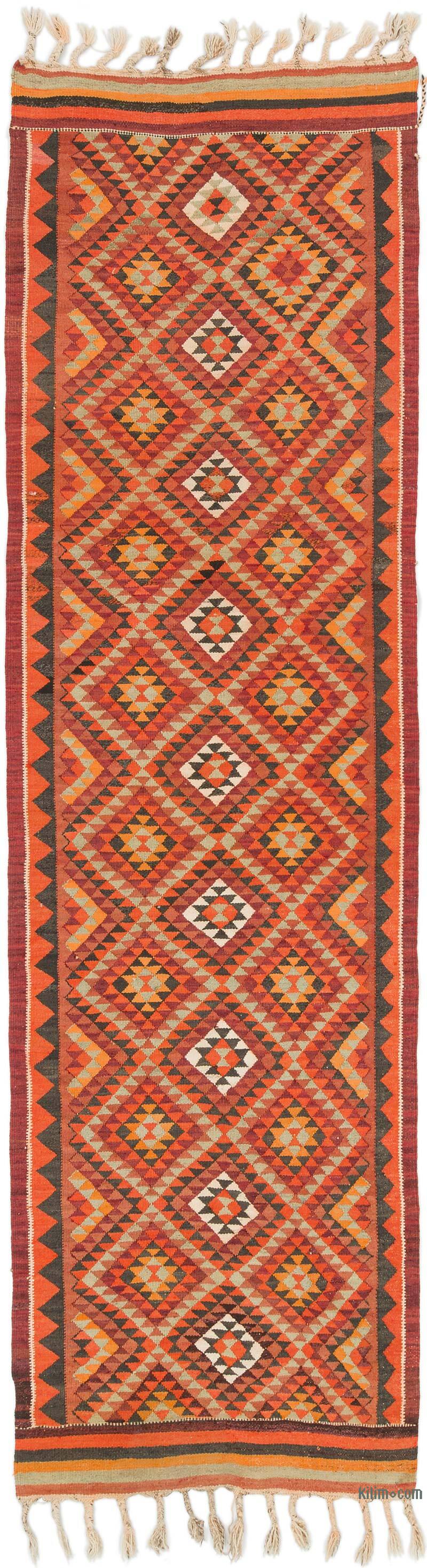 Vintage Tribal Kilim Runner - 3' 1" x 10' 7" (37" x 127") - K0077565