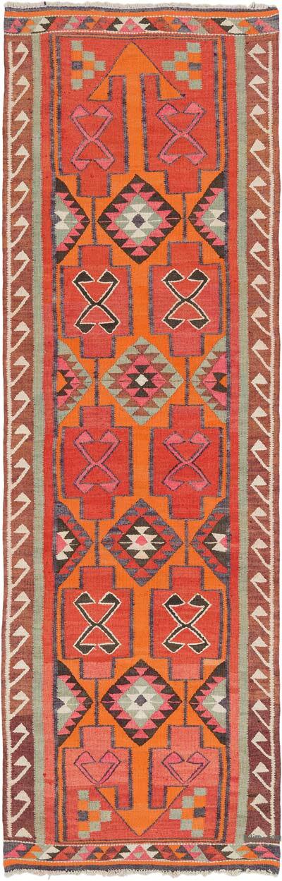 Vintage Herki Kilim Yolluk - 105 cm x 335 cm