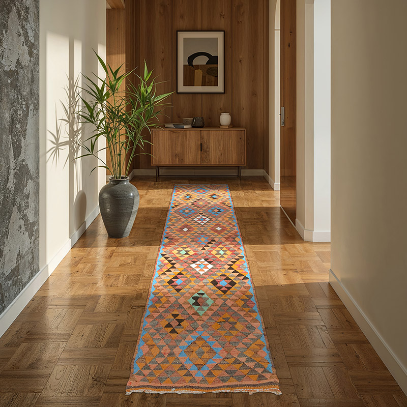 Corredor Vintage Herki Kilim - 78 cm x 275 cm - K0077573