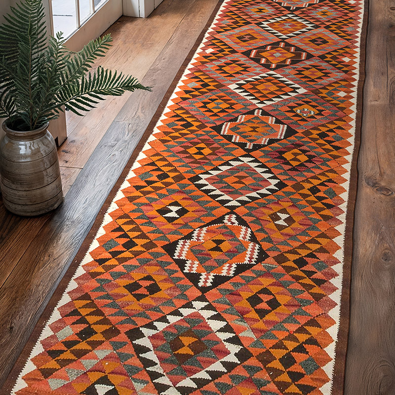 Vintage Herki Kilim Runner - 3' 1" x 11'  (37" x 132") - K0077578