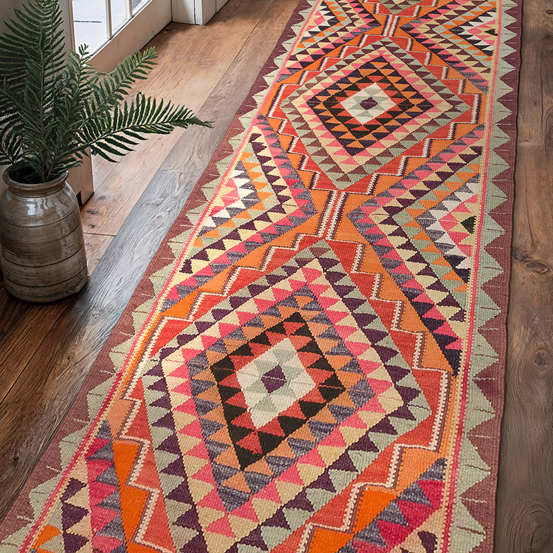 Vintage Herki Kilim Runner - 3'  x 10' 8" (36" x 128") - K0077582