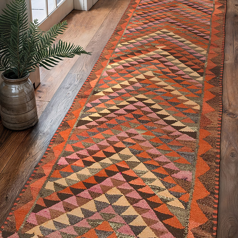 Vintage Herki Kilim Runner - 3'  x 10' 10" (36" x 130") - K0077583