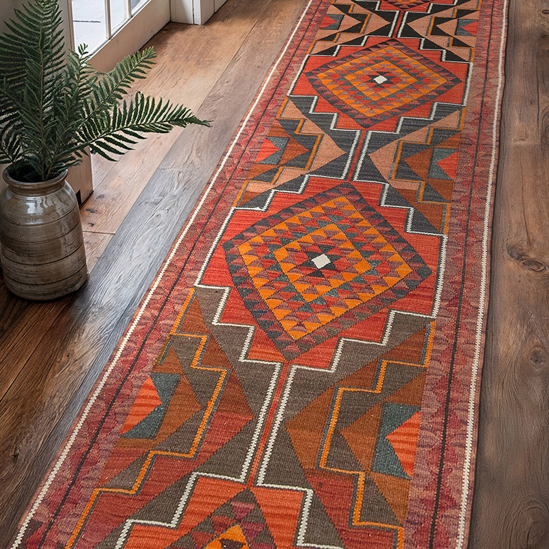 Corredor Vintage Herki Kilim - 95 cm x 360 cm - K0077589