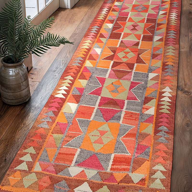 Vintage Herki Kilim Yolluk - 96 cm x 331 cm - K0077591
