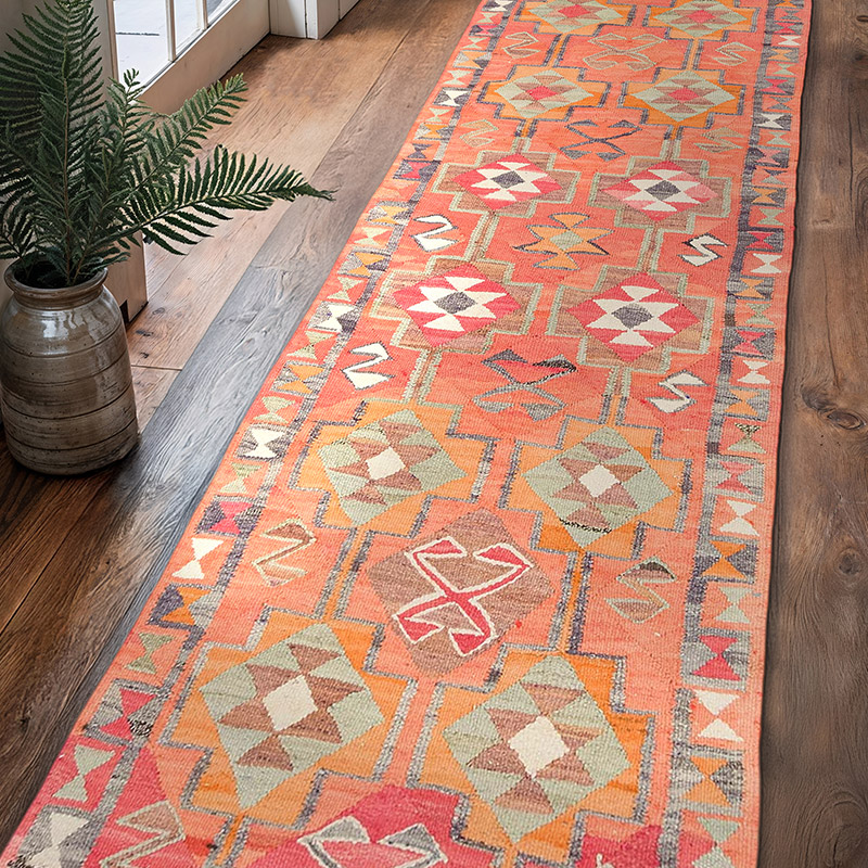 Corredor Vintage Herki Kilim - 99 cm x 347 cm - K0077592