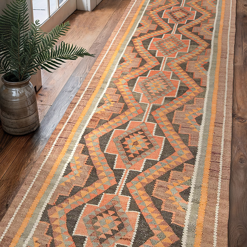 Vintage Herki Kilim Runner - 3' 3" x 11'  (39" x 132") - K0077597