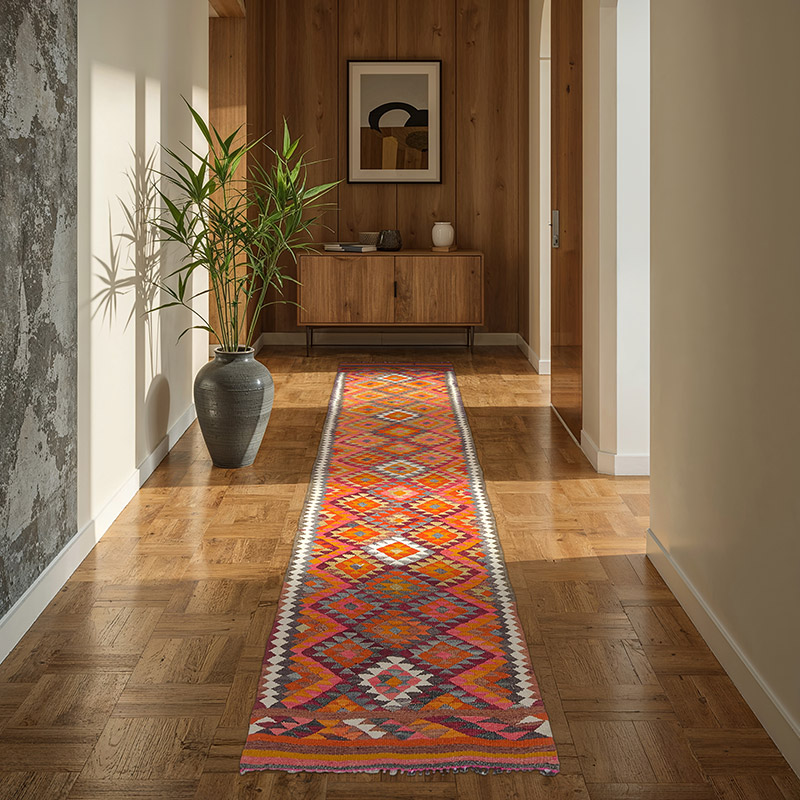 Vintage Herki Kilim Runner - 2' 9" x 9' 9" (33" x 117") - K0077598