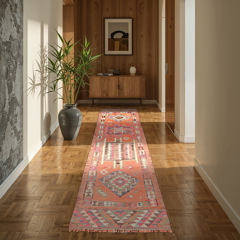 Vintage Herki Kilim Runner - 3' 1" x 9' 9" (37" x 117") - K0077603