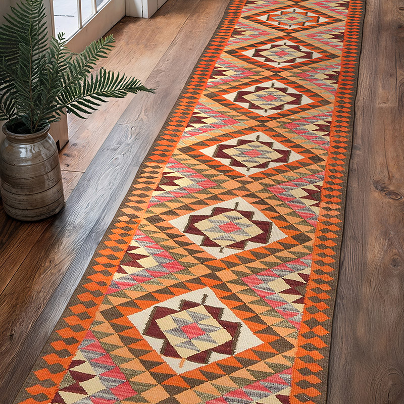 Corredor Vintage Herki Kilim - 85 cm x 373 cm - K0077604