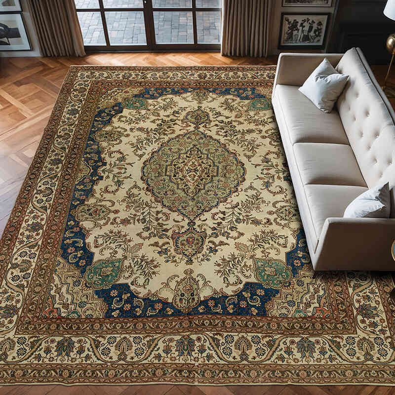 Vintage Hand-Knotted Oriental Rug - 10' 3" x 13' 7" (123" x 163") - K0077619