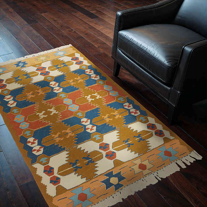New Handwoven Turkish Kilim Rug - 3' 9" x 5' 5" (45" x 65") - K0077628
