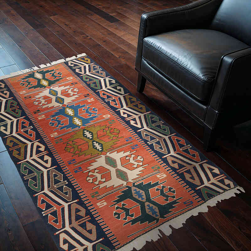 New Handwoven Turkish Kilim Rug - 3' 10" x 5' 7" (46" x 67") - K0077636