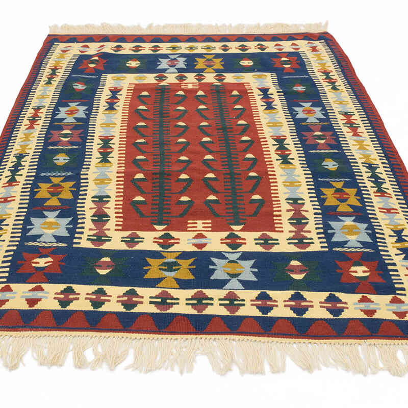 New Handwoven Turkish Kilim Rug - 4' 2" x 5' 9" (50" x 69") - K0077639