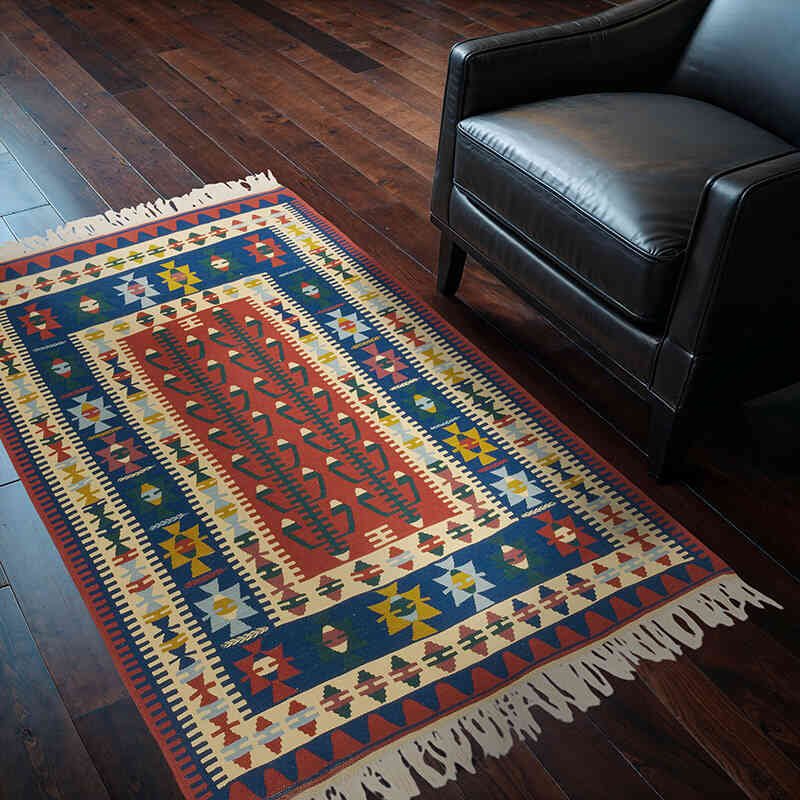 New Handwoven Turkish Kilim Rug - 4' 2" x 5' 9" (50" x 69") - K0077639