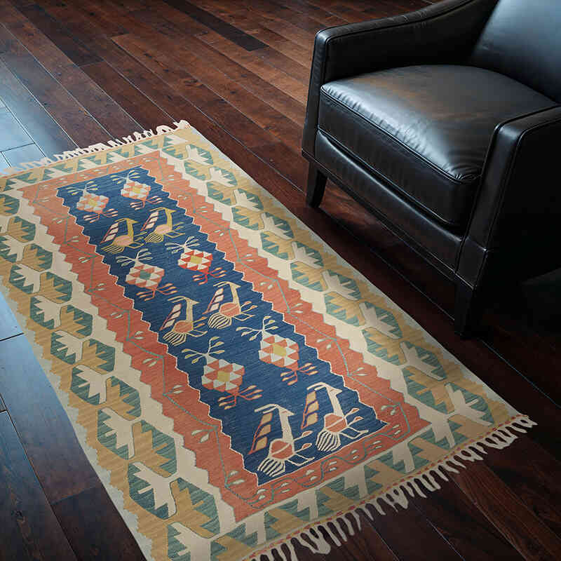 Yeni Kök Boya El Dokuma Kilim - 107 cm x 162 cm - K0077643