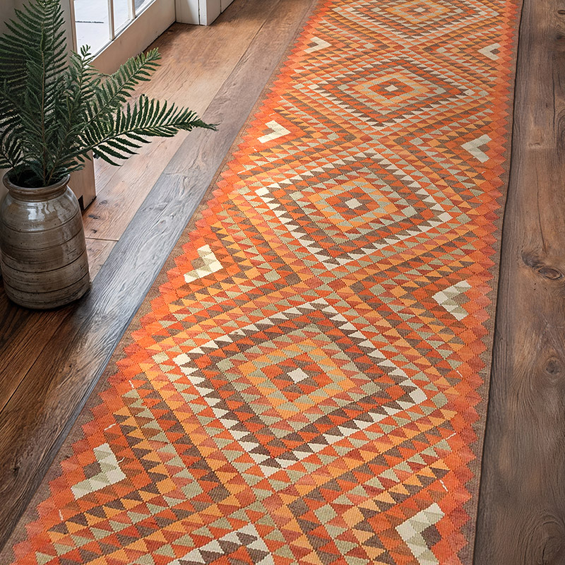 Corredor Vintage Herki Kilim - 86 cm x 337 cm - K0077652
