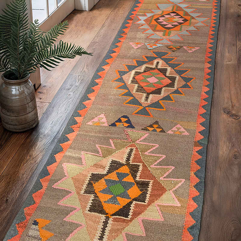 Corredor Vintage Herki Kilim - 82 cm x 339 cm - K0077653