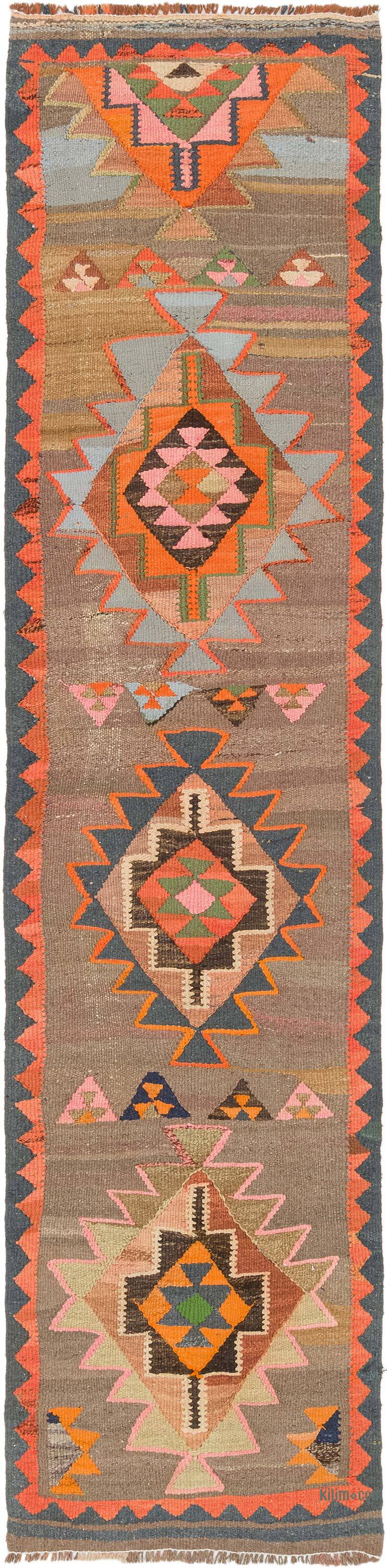 Corredor Vintage Herki Kilim - 82 cm x 339 cm - K0077653