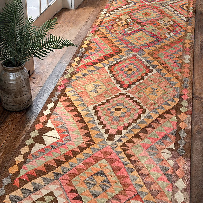 Vintage Herki Kilim Runner - 3' 3" x 10' 5" (39" x 125") - K0077654