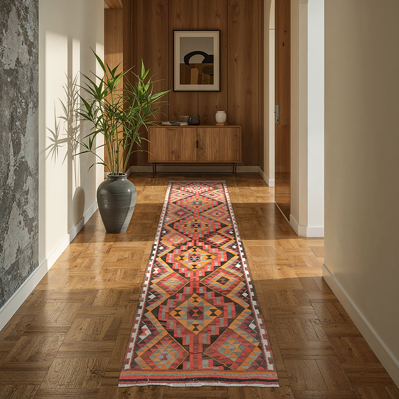Vintage Herki Kilim Runner - 2' 10" x 9' 5" (34" x 113") - K0077656