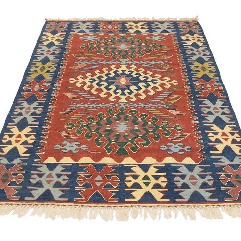 New Handwoven Turkish Kilim Rug - 3' 8" x 5' 5" (44" x 65") - K0077657