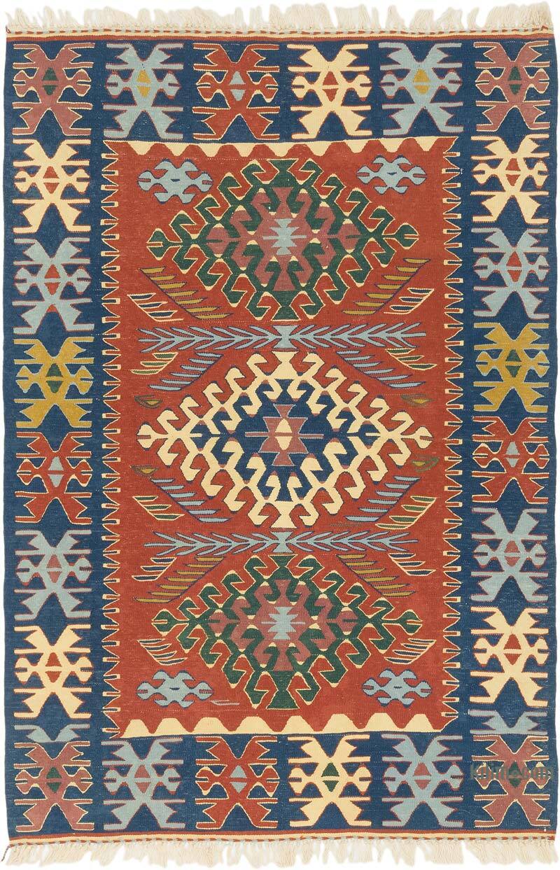 New Handwoven Turkish Kilim Rug - 3' 8" x 5' 5" (44" x 65") - K0077657