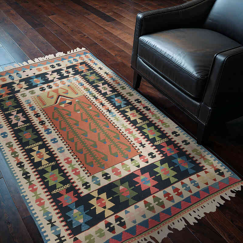 New Handwoven Turkish Kilim Rug - 4' 1" x 6' 1" (49" x 73") - K0077668