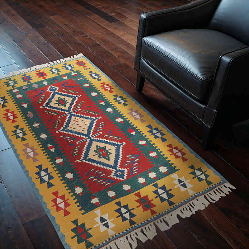 Nueva Alfombra Turca Kilim - 112 cm x 169 cm - K0077674