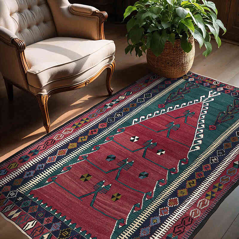 Vintage Konya Obruk Kilimi - 149 cm x 193 cm - K0077701