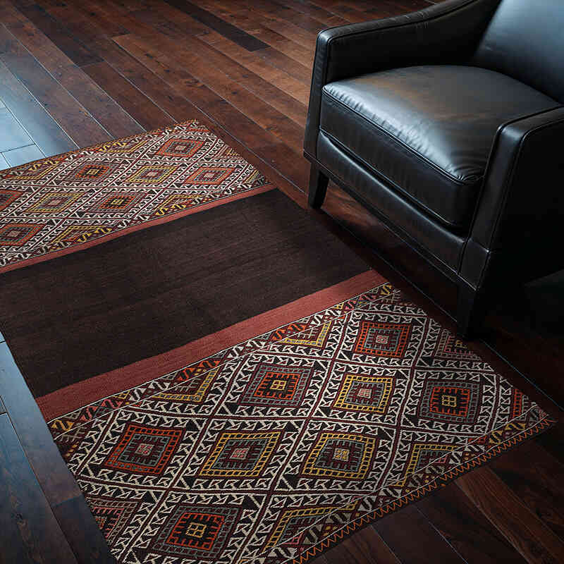 Vintage Bayburt Kilim Rug - 3' 11" x 5' 3" (47" x 63") - K0077712
