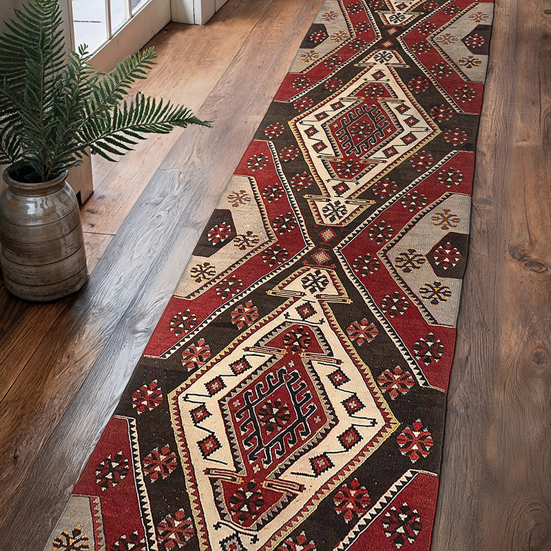 Vintage Sivas Kilim Runner - 3'  x 13' 5" (36" x 161") - K0077723