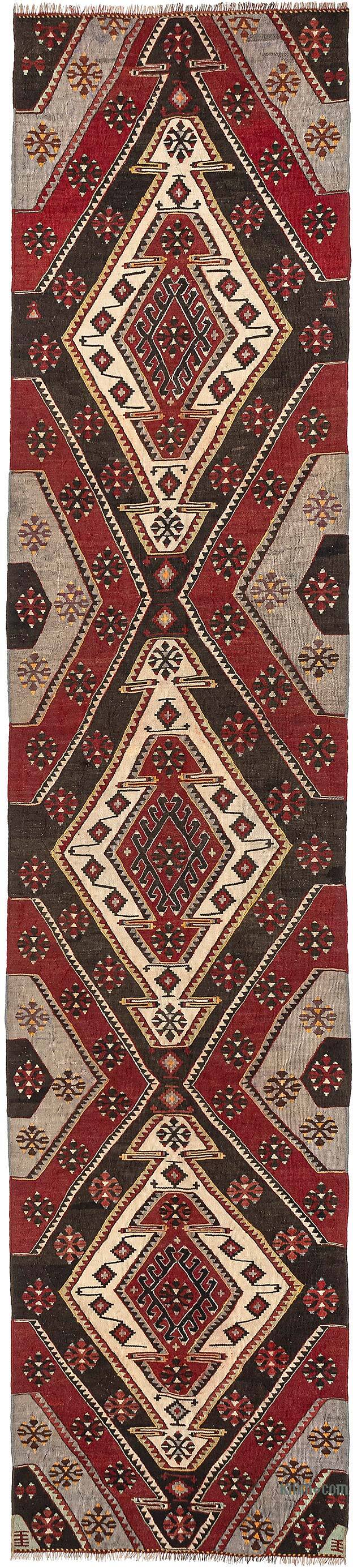Vintage Sivas Kilim Runner - 3'  x 13' 5" (36" x 161") - K0077723