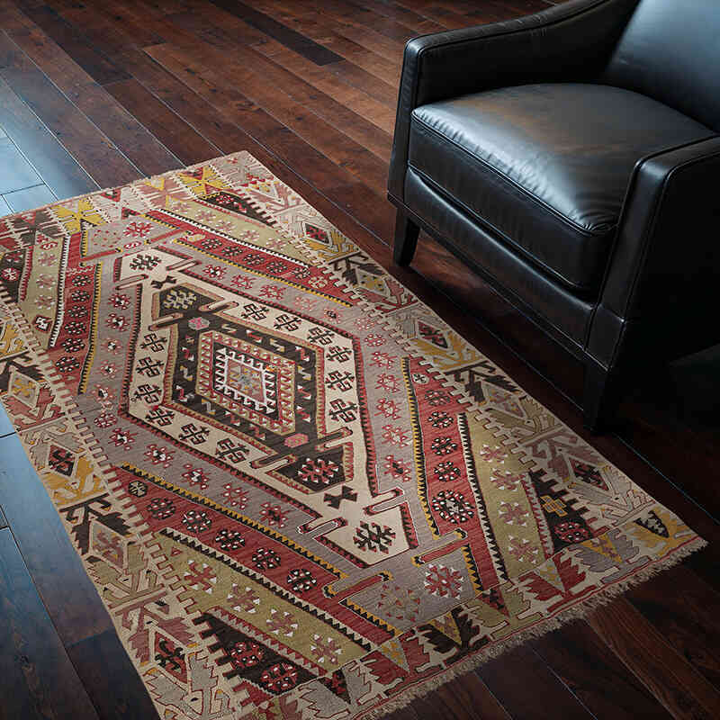 Vintage Kayseri Kilim Rug - 3' 8" x 5' 5" (44" x 65") - K0077742