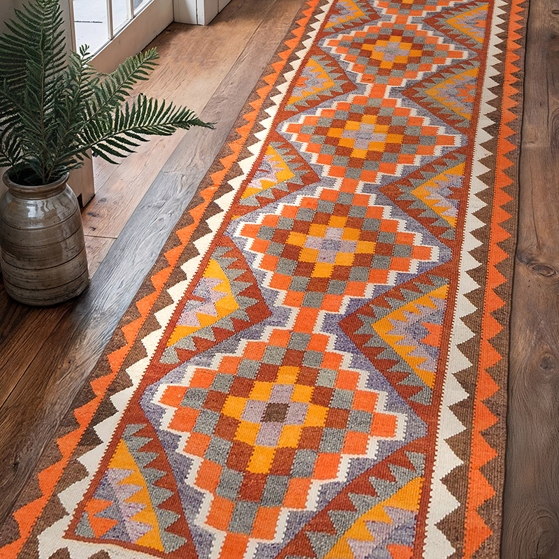 Alfombra Kilim Tribal Vintage - 92 cm x 319 cm - K0077769