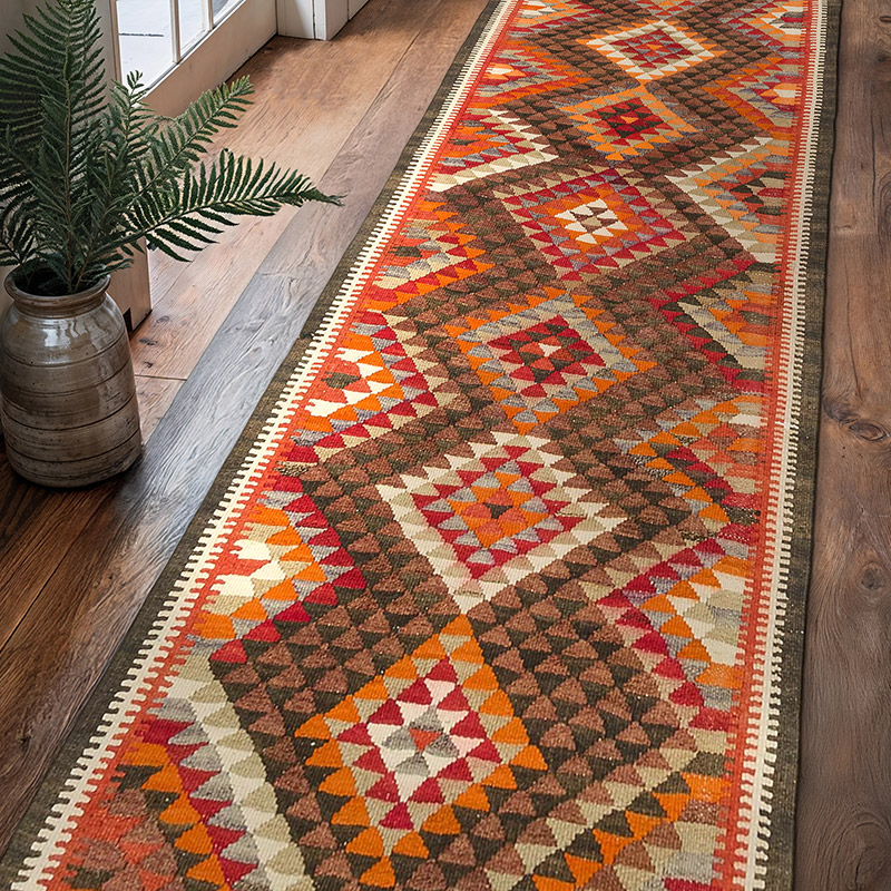 Vintage Tribal Kilim Runner - 3' 1" x 10' 6" (37" x 126") - K0077770