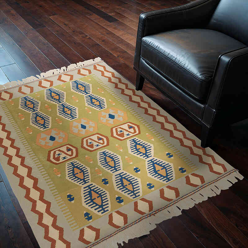 Yeni Kök Boya El Dokuma Kilim - 111 cm x 147 cm - K0077787