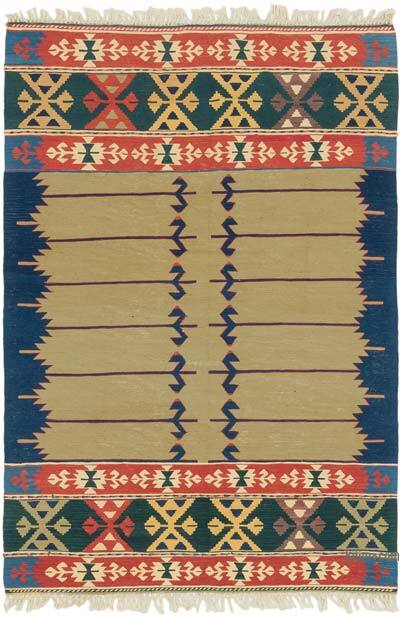 New Handwoven Turkish Kilim Rug - 3' 10" x 5' 6" (46" x 66")
