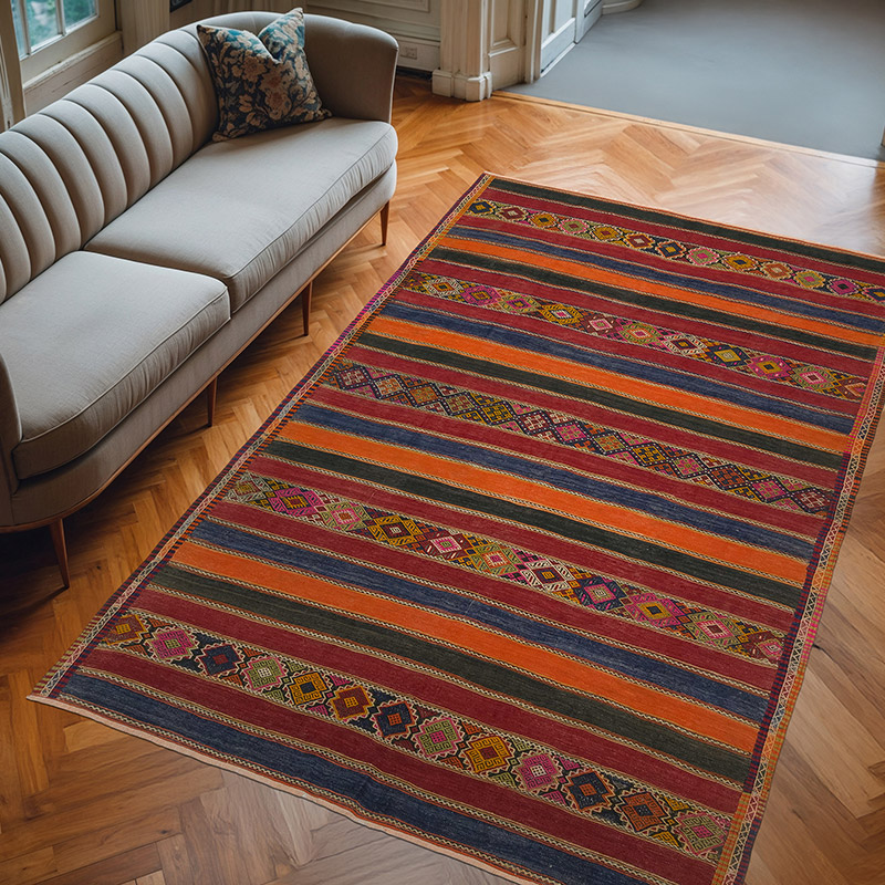 Vintage Sivas Kilim Rug - 6' 2" x 9' 6" (74" x 114") - K0077882