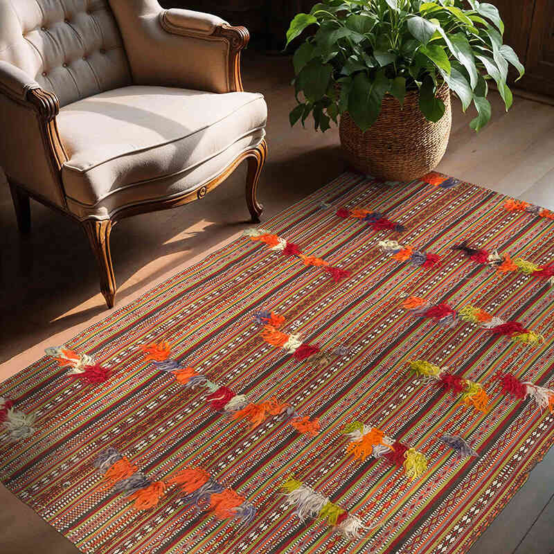 Alfombra Vintage Anatolian Kilim - 145 cm x 190 cm - K0077904