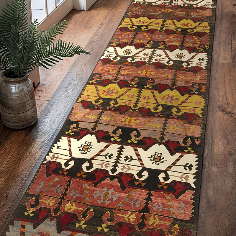 Corredor Vintage Afyon Kilim - 89 cm x 369 cm - K0077912