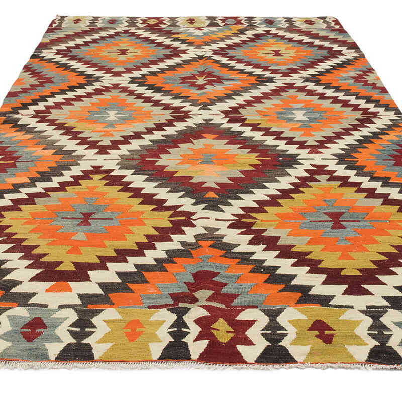 Vintage Afyon Kilim Rug - 5' 6" x 9' 4" (66" x 112") - K0077926