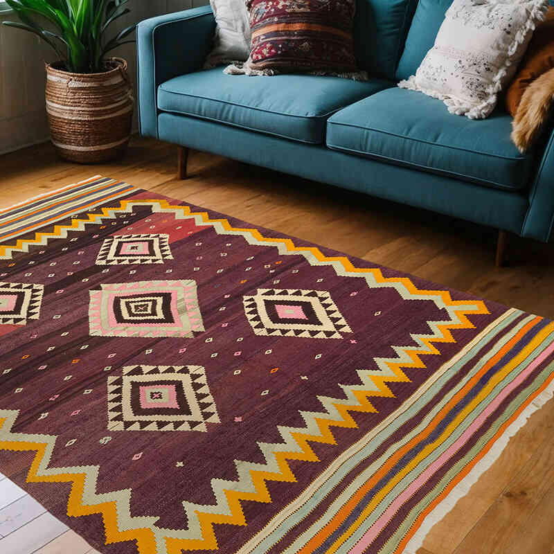 Vintage Milas Kilim Rug - 4' 9" x 6' 11" (57" x 83") - K0077944