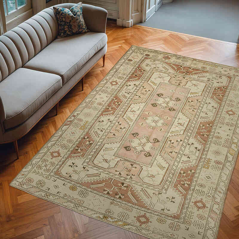 Alfombra Vintage Turca Anudada a Mano - 196 cm x 285 cm - K0078624